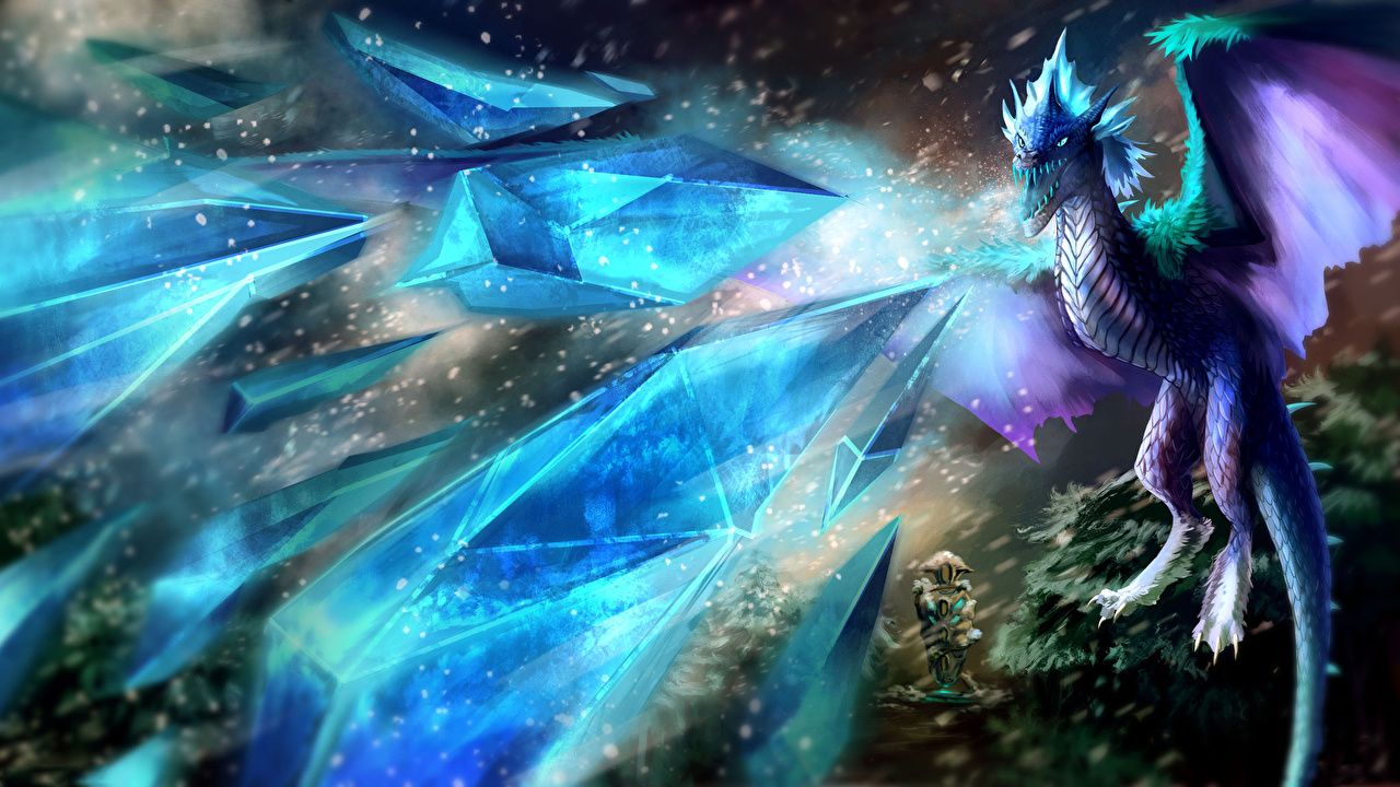 1280x720 Wallpapers DOTA 2 Magic dragon Winter Wyvern Fantasy vdeo game