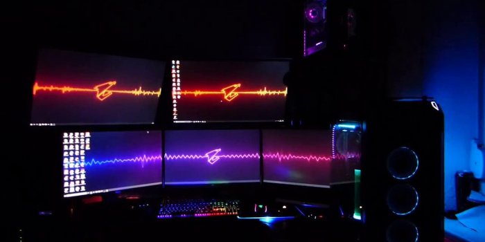 1280x720 Ultimate Setup 2018 - Streaming and Gaming - Aorus Wallpaper Engine - RGB  Fusion - Five Screen