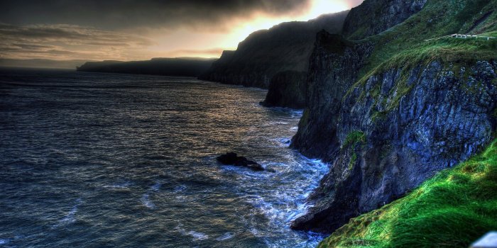 2400x1350 The wallpaper of amazing coastline of Ballintoy in Northern Ireland
