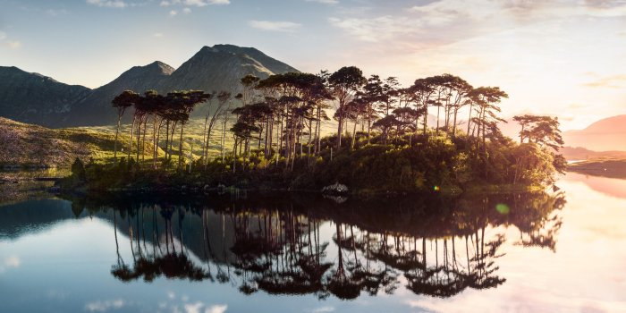 3840x2160 Wallpaper Ireland, lake, mountains, tree, sunrise, 4k, Travel