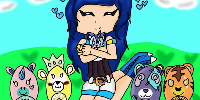 1024x768 i tried to draw funneh hugging her squishy inbetween the other krew