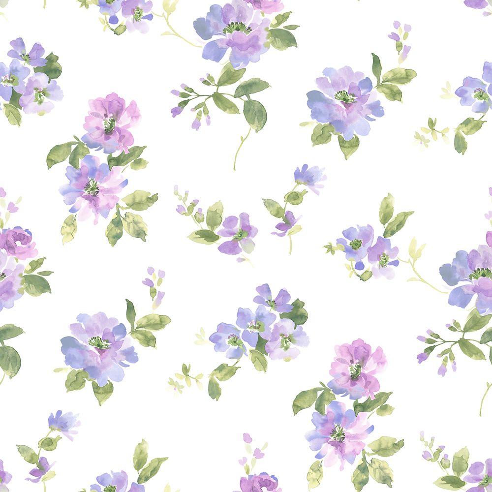 1000x1000 Captiva Purple Watercolor Floral Wallpaper