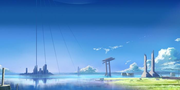 1920x1080 Download 1920x1080 Anime Girl, Landscape, Clean Sky, Clouds