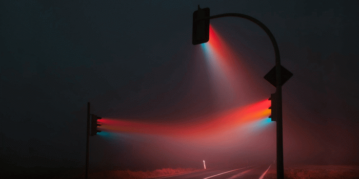 1920x1080 Traffic lights in the fog at night. : wallpapers