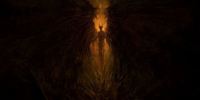 1909x1037 Download 1909x1037 Demon, Wings, Satan, Lucifer, Hell, Artwork