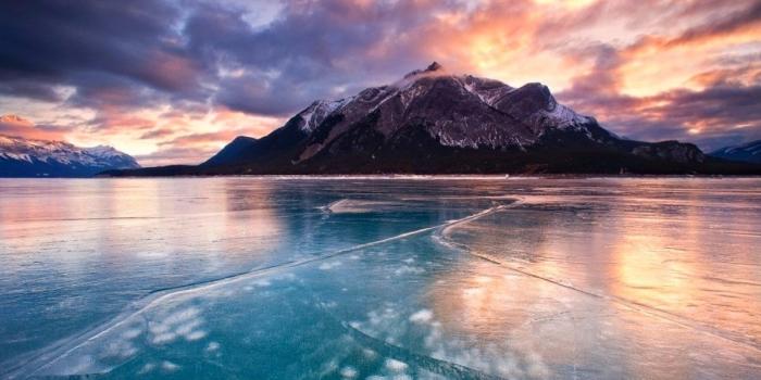 1200x800 mountain, Winter, Lake, Sunrise, Clouds, Ice, Frost, Canada, Snowy