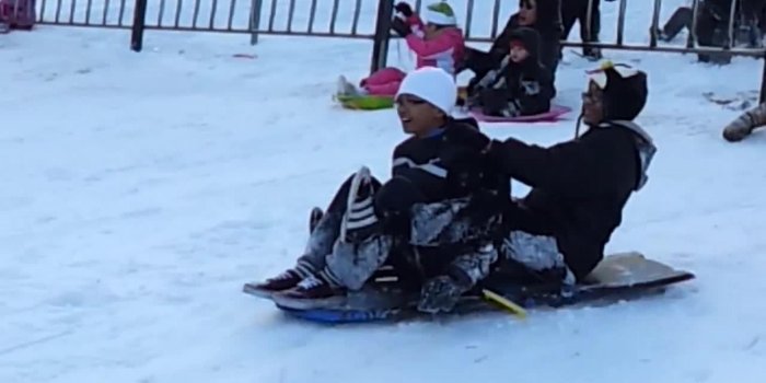 1920x1080 Sledding Kids Takes out Mom | Jukin Media Inc