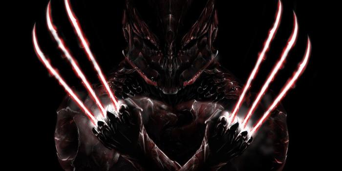 1332x850 Wallpaper fiction, mask, art, claws, armor, Logan, black background