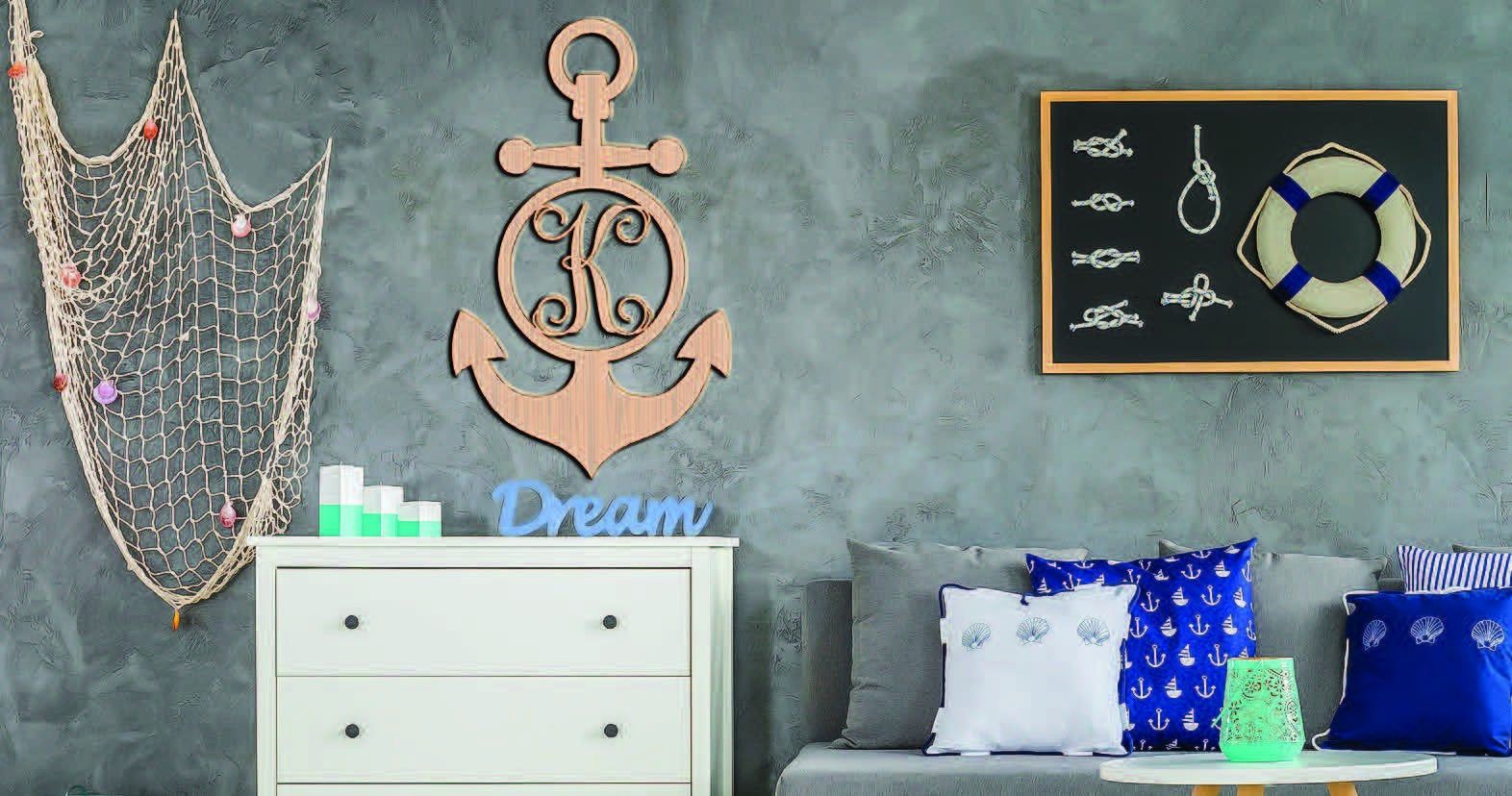 1572x828 Custom Anchor Vine Monogram Unpainted Cutout Raw Wood Shapes Sign 1/5