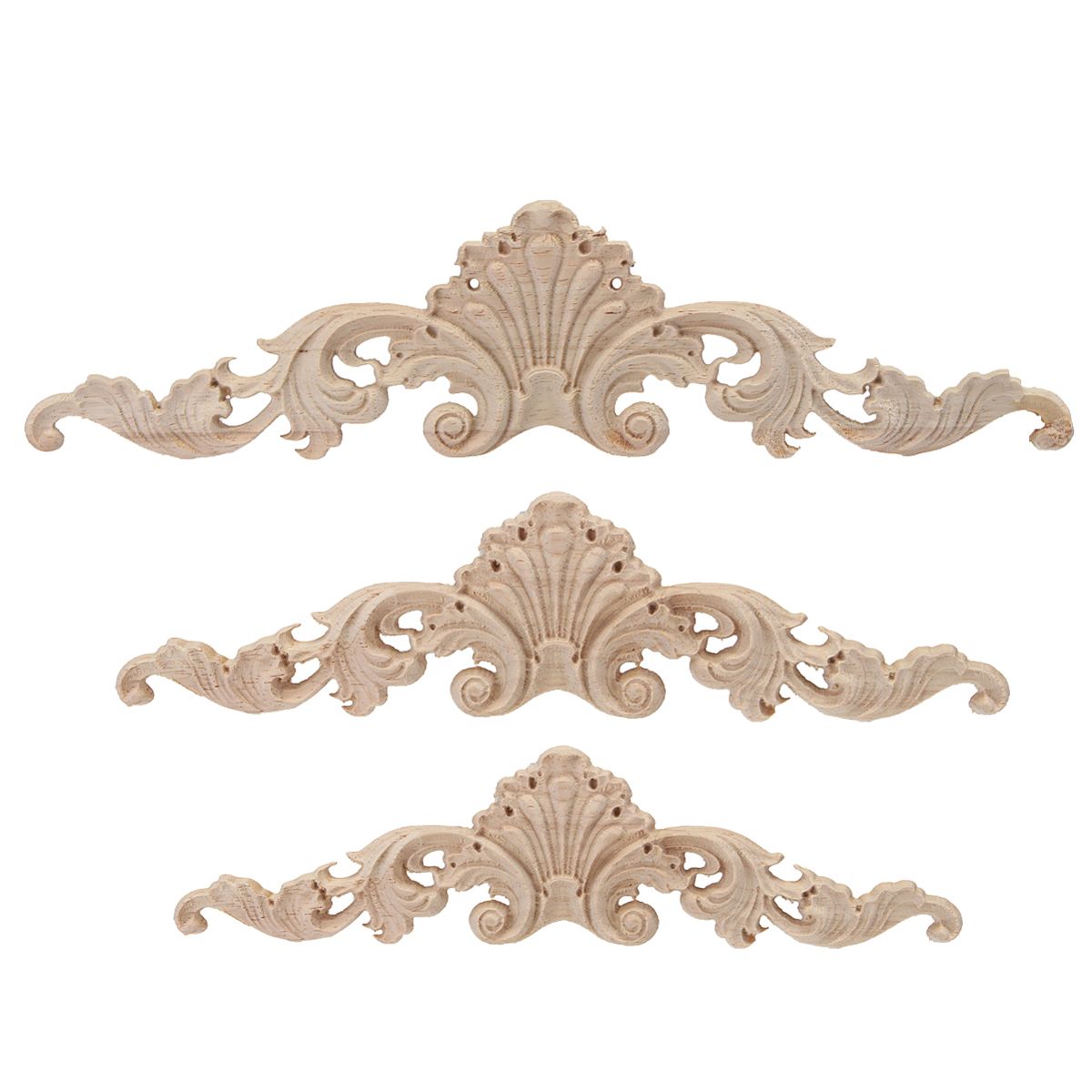 1200x1200 Wood Oak Carving Applique Unpainted Flower Applique Door Corner Decoration  Onlay Furniture Cabinet