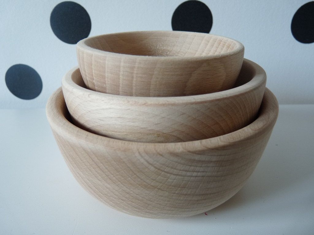 1024x768 Set of 3 Wooden Nesting Round Bowls- Painting, Decorating , Jewlery