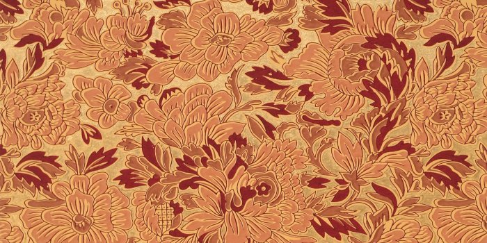 1730x2048 Burgundy Gilt Floral Sidewall - Mounted Antique Wallpaper Panel