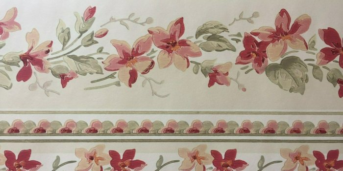 1579x976 Waverly Small Flower Burgundy Pink Peach Gold Sage Rolls Wall Wallpaper  Border