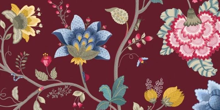800x1200 Floral Fantasy wallpaper burgundy
