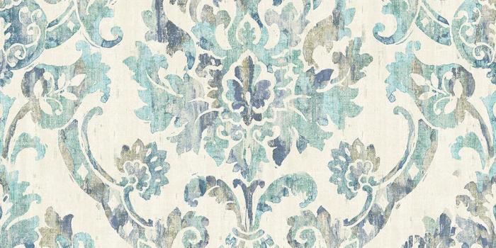 1000x1000 8 in. x 10 in. Shasta Teal Damask Wallpaper Sample