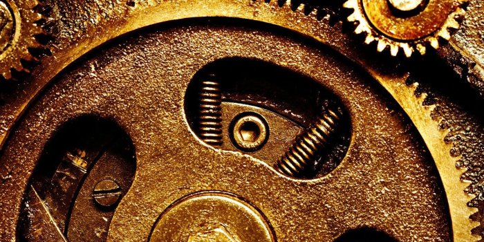 1332x850 Wallpaper metal, gears, clockwork, springs images for desktop