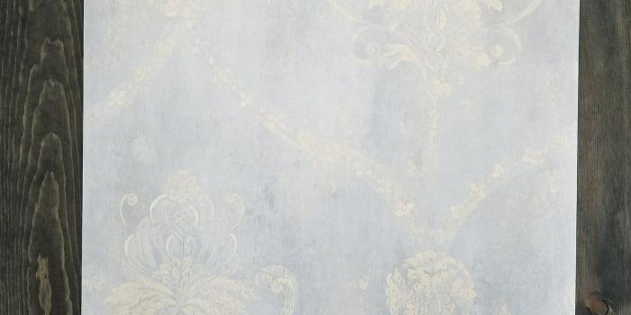 1400x1400 Blue & Cream Weathered Damask Wallpaper