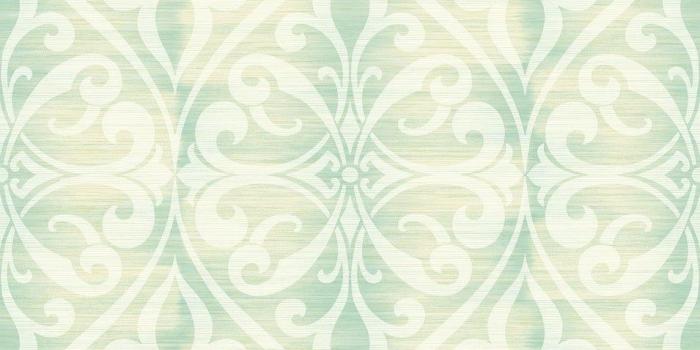 955x955 Chambon Ogee Damask Wallpaper, In Seafoam & Linen
