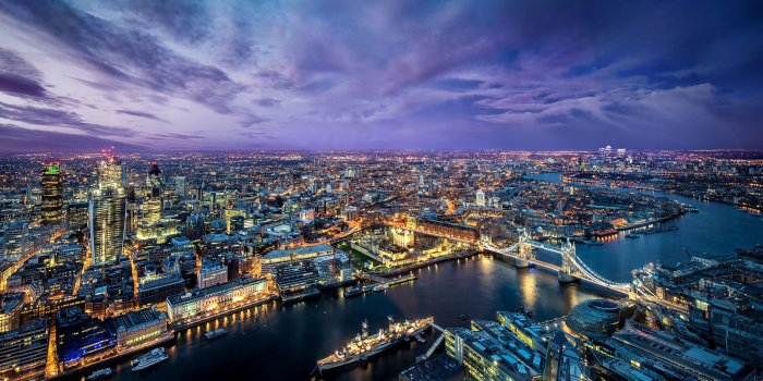 3840x2160 London Night Lights Aerial 4K Desktop Wallpaper