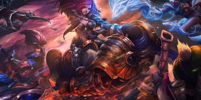 1332x850 Wallpaper art, league of legends, katarina, fan, garen images for