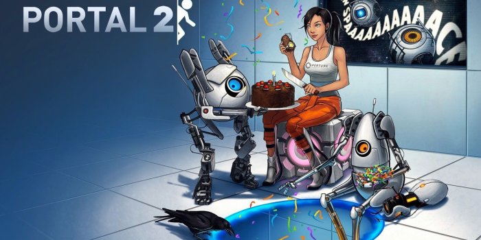 1332x850 Wallpaper holiday, the game, cube, Portal, cube, The portal, cake