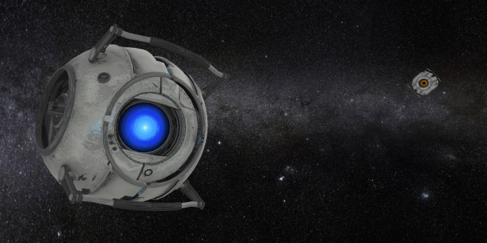 2560x1500 Wheatley portal space wallpaper