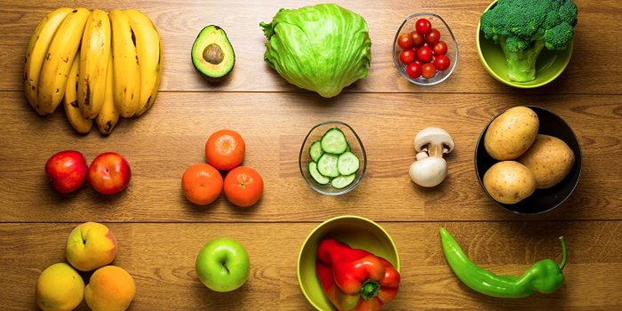 1280x798 Wallpaper Potato Cabbage Tomatoes Mandarine Peaches Bananas Food