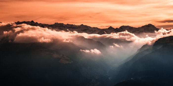 3936x2624 4k Fog Mountains Orange Sky, HD Nature, 4k Wallpapers, Images