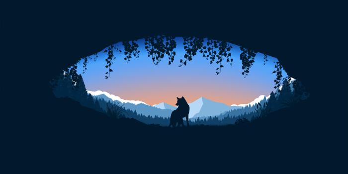 3840x2160 Minimalist wolf in a cave [3840x2160] : wallpaper