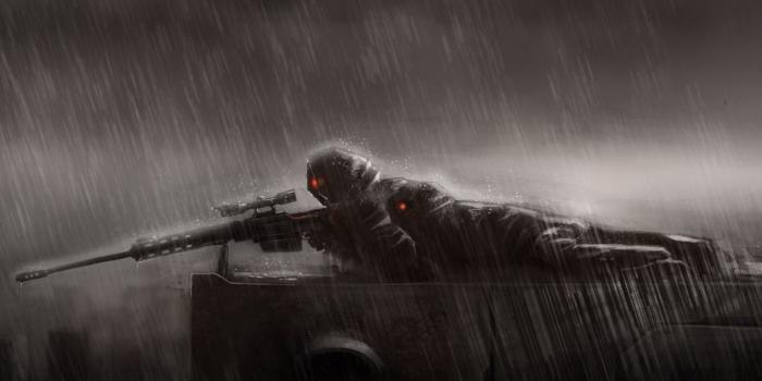 1533x700 Sniper rain sniper lies position rain sniper rifle wallpaper