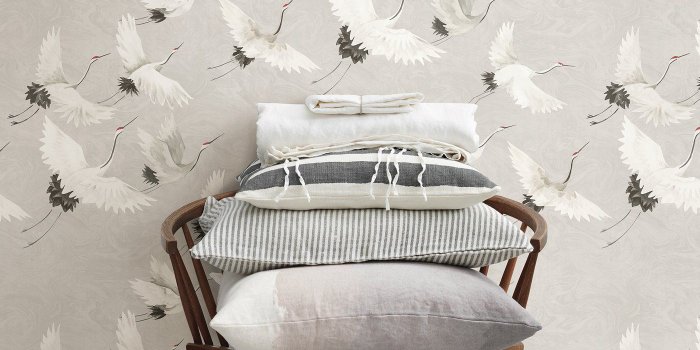 1400x1400 A Street Prints Windsong Gray Crane Contemporary Wallpaper
