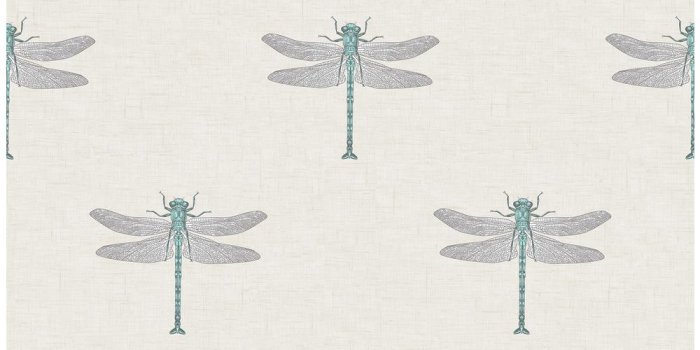1000x1000 Catalina Metallic Blue and White Dragonfly Wallpaper