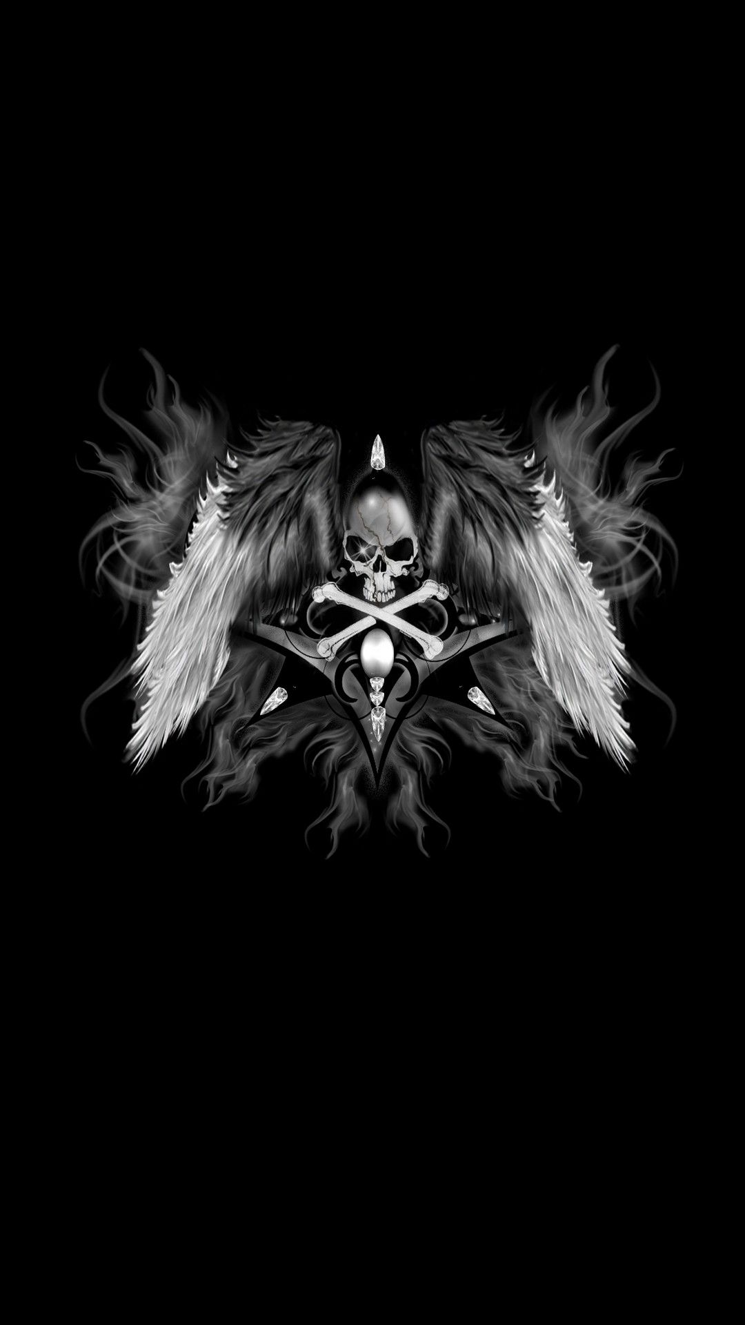 1080x1920 Dark Skull Wings iPhone Wallpaper | 2019 3D iPhone Wallpaper