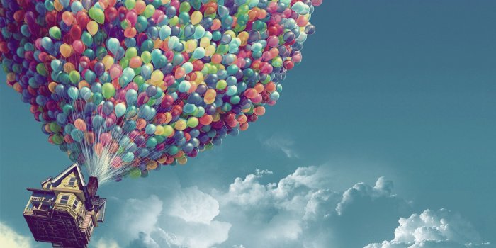 1920x1200 clouds Pixar houses Up (movie) balloons skyscapes / 1920x1200