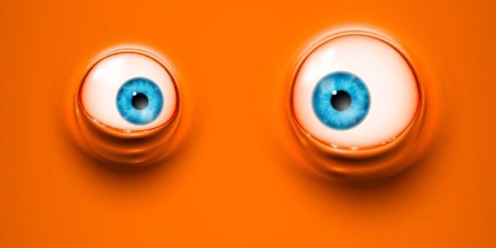 750x1334 Cool cartoon eyes on orange background, wallpapers for iPhone 7! Get
