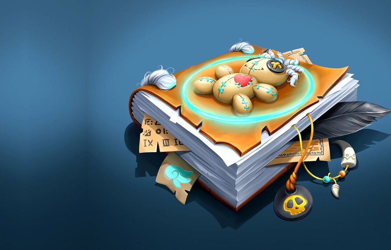 1332x850 Wallpaper heart, doll, fantasy, art, book, voodoo, Hope Polygalova