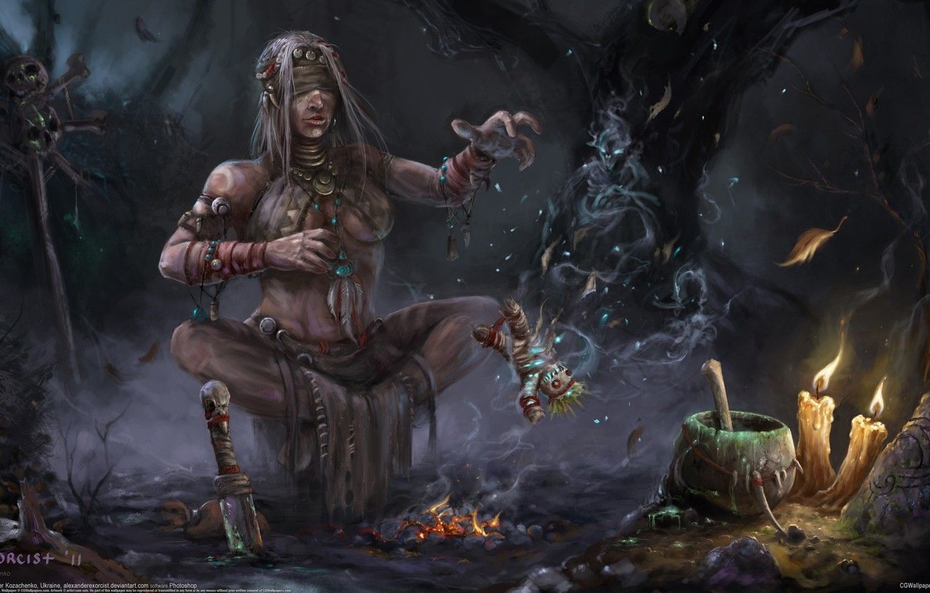 1332x850 Wallpaper magic, candles, skull, witchcraft, the fire, the witch