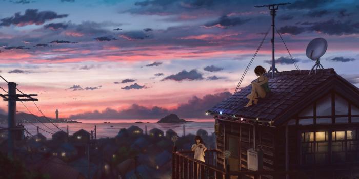 1920x1026 Anime Girls Calm and Peaceful Day Animated Wallpaper