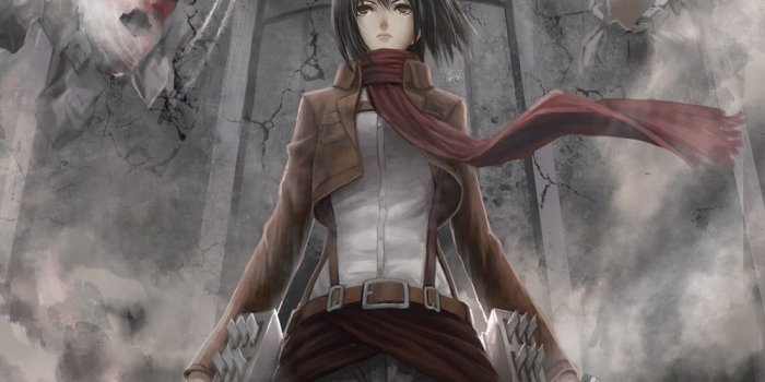 1100x1612 Shingeki no Kyojin, Mikasa Ackerman, Colossal Titan HD wallpaper