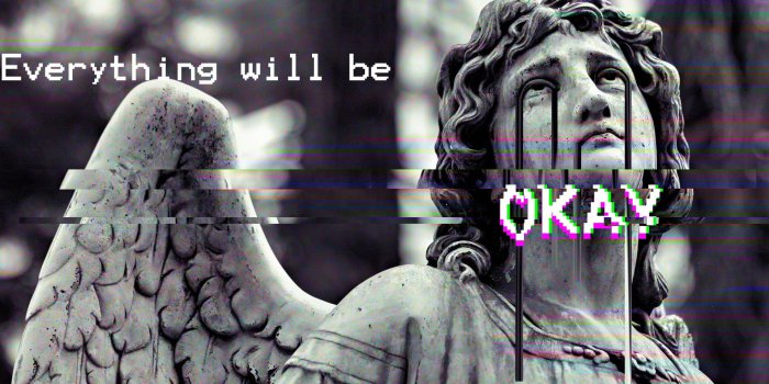 1920x1080 Angel statue with text overlay, glitch art, statue, vaporwave, Greek