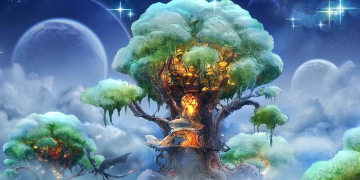 1920x1080 Mythology, Tree House, Nature, Meditation, Fantastic Art Full HD