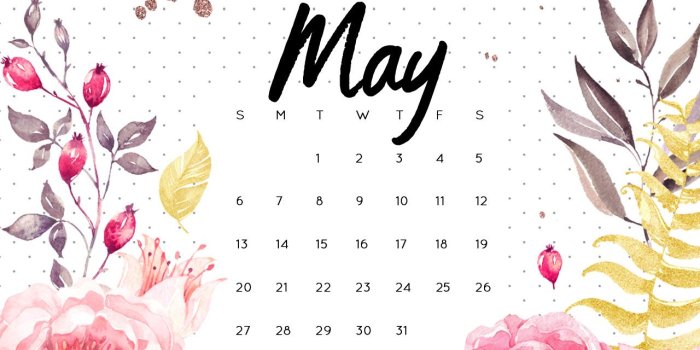 1280x1024 Free May 2018 Calendar Wallpaper