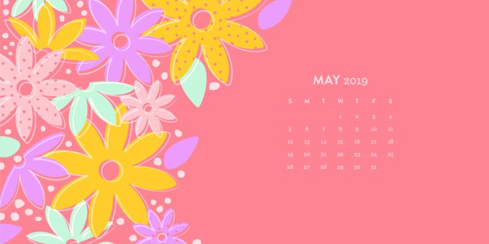 5334x3001 May 2019 Flower Calendar Wallpaper - Sarah Hearts