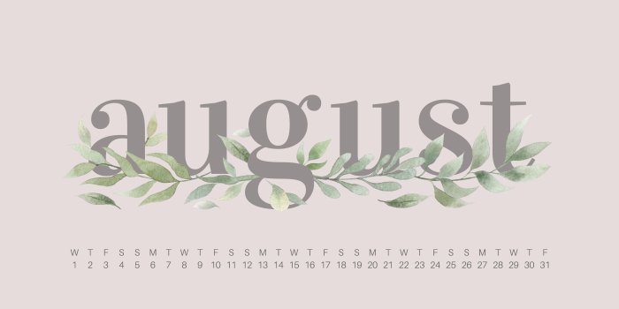5120x2880 August 2018 Desktop Calendar Wallpaper — UpperCase Designs