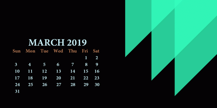 1920x1080 March 2019 Desktop Calendar Wallpaper
