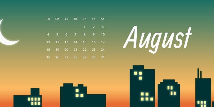 1561x723 August 2019 Desktop Calendar Wallpaper - Free Printable 2019