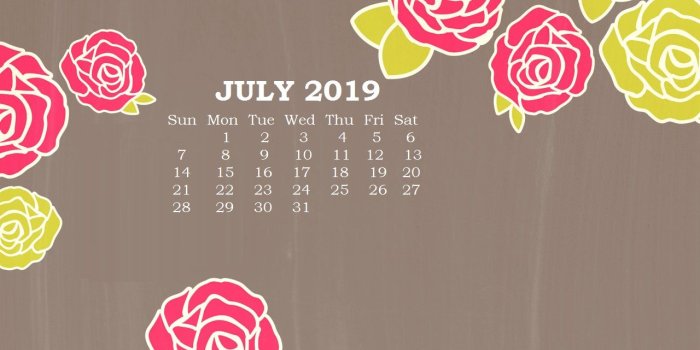 1280x800 July 2019 Calendar Wallpapers
