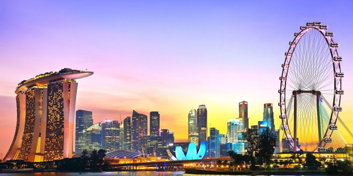 1280x853 Wallpaper Singapore Marina Bay Sands Ferris wheel Evening Cities