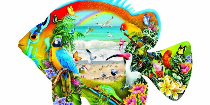 1024x768 SunsOut Beachfront 1000 pc Shaped Jigsaw Puzzle