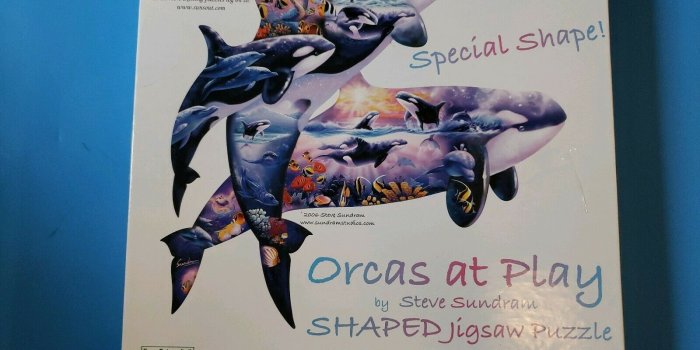 1600x1200 SUNSOUT SHAPED JIGSAW PUZZLE ORCA HABITAT STEVE SUNDRAM 1000 PCS #90362